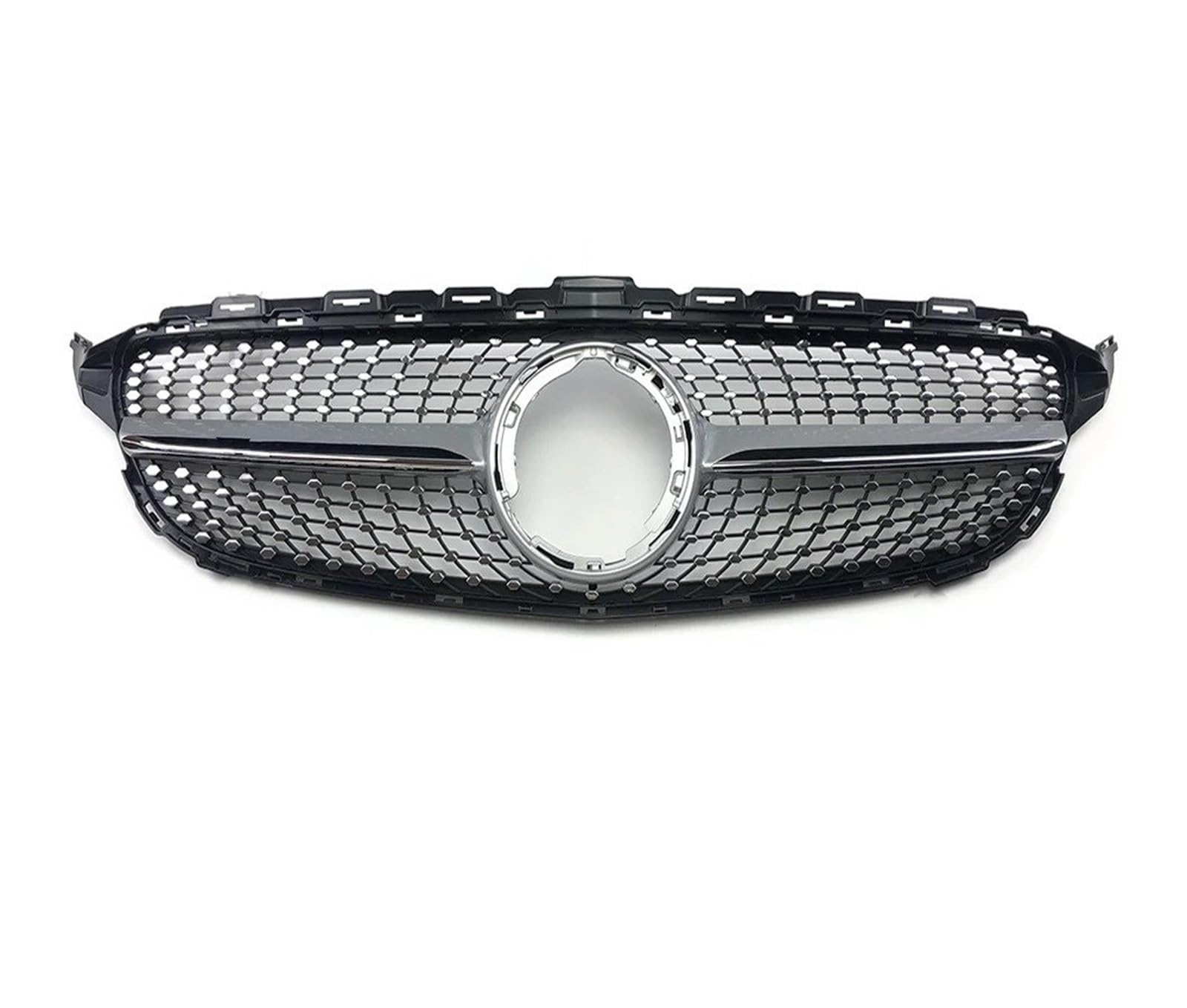 Front Kühlergrille Frontstoßstangengrill Racing-Grill Diamant-Stil Für Für Benz Für C Für W205 Für C205 Für S205 Für C180 Für C200 Für C250 Für C260 Für C300 Grill Kühlergrill Vorne(19-21 Chrome Silve von FRVVPL