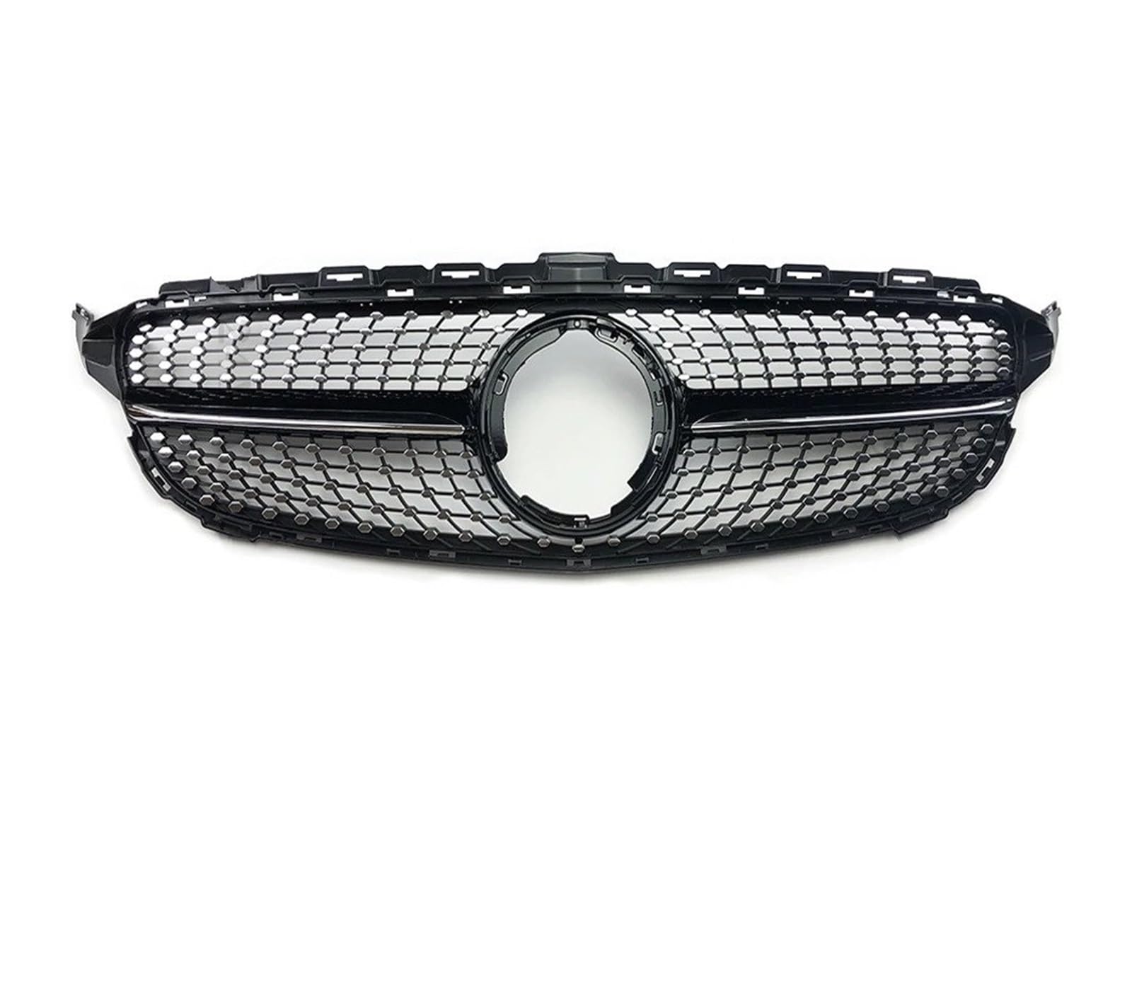 Front Kühlergrille Frontstoßstangengrill Racing-Grill Diamant-Stil Für Für Benz Für C Für W205 Für C205 Für S205 Für C180 Für C200 Für C250 Für C260 Für C300 Grill Kühlergrill Vorne(19-21 Glossy Black von FRVVPL