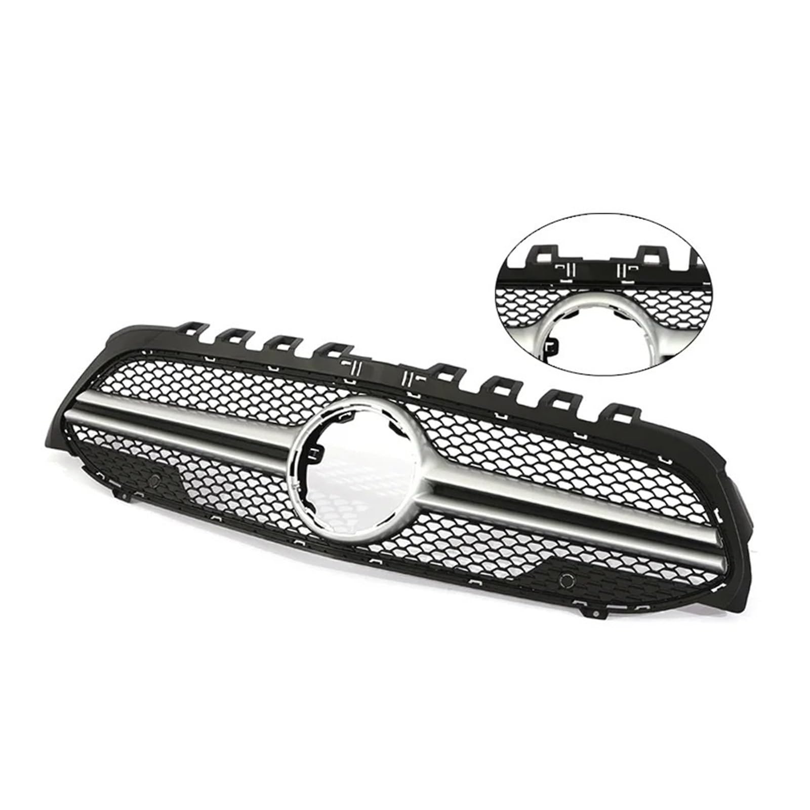 Front Kühlergrille Für Für Benz Für EINE Klasse Für V177 Für W177 2019 2020 2021 2022 Frontschürze Für A35 Für A45 Schwarz Chorme Grille Für A200 Für A180 Grill Kühlergrill Vorne(AMG Silver WO Cam) von FRVVPL