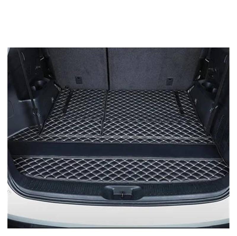 Kofferraummatte 7 Sitze Custom Leder Kofferraum Matte Cargo-Liner Für Toyota Für Highlander 2014 2015 2016 2017 2018 2019 Boot Teppiche Fracht Kofferraum Schutzmatte(Black with beige,A) von FRVVPL