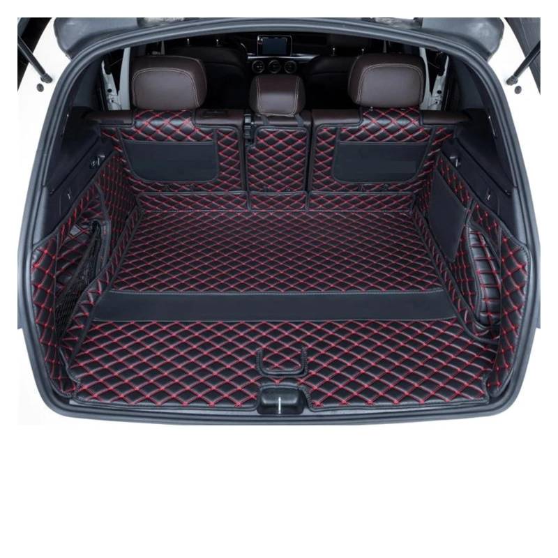 Kofferraummatte Auto Stamm Matten Cargo-Liner Für Benz Für GLC Glc300 Glc200 Glc250 Glc260 2015 2019 2020 Leder Kofferraum Schutzmatte(Black red 1) von FRVVPL