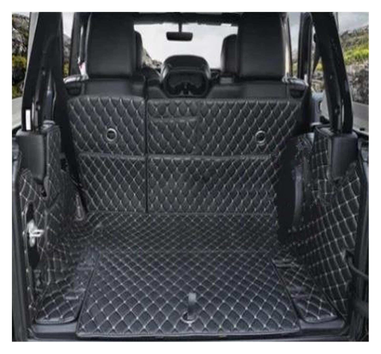 Kofferraummatte Für Jeep Für Wrangler JL 4 Türer 2022-2019 2020 2021 2018 Langlebige Cargo-Liner-Kofferraumteppiche Spezielle Kofferraummatten Kofferraum Schutzmatte(Black beige A) von FRVVPL