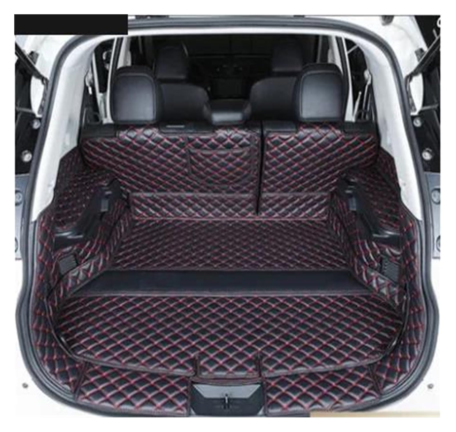 Kofferraummatte Für Nissan Für X-Trail Für Xtrail T32 7 Sitze 2018-2014 2019 wasserdichte Kofferraumteppiche Cargo Liner Komplettset Kofferraummatten Kofferraum Schutzmatte(Black with red,A) von FRVVPL