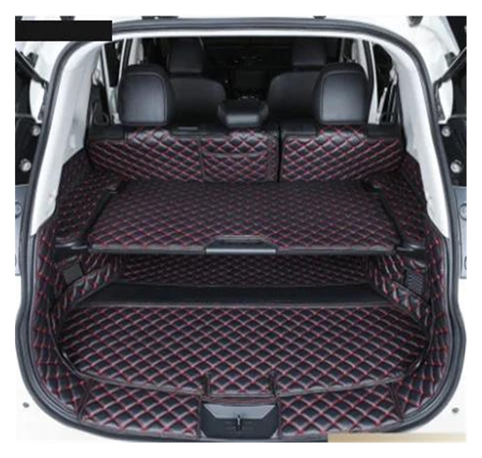 Kofferraummatte Für Nissan Für X-Trail Für Xtrail T32 7 Sitze 2018-2014 2019 wasserdichte Kofferraumteppiche Cargo Liner Komplettset Kofferraummatten Kofferraum Schutzmatte(Black with red,B) von FRVVPL