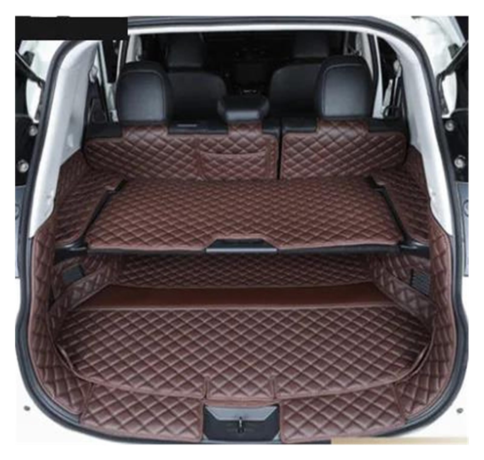 Kofferraummatte Für Nissan Für X-Trail Für Xtrail T32 7 Sitze 2018-2014 2019 wasserdichte Kofferraumteppiche Cargo Liner Komplettset Kofferraummatten Kofferraum Schutzmatte(Coffee,B) von FRVVPL