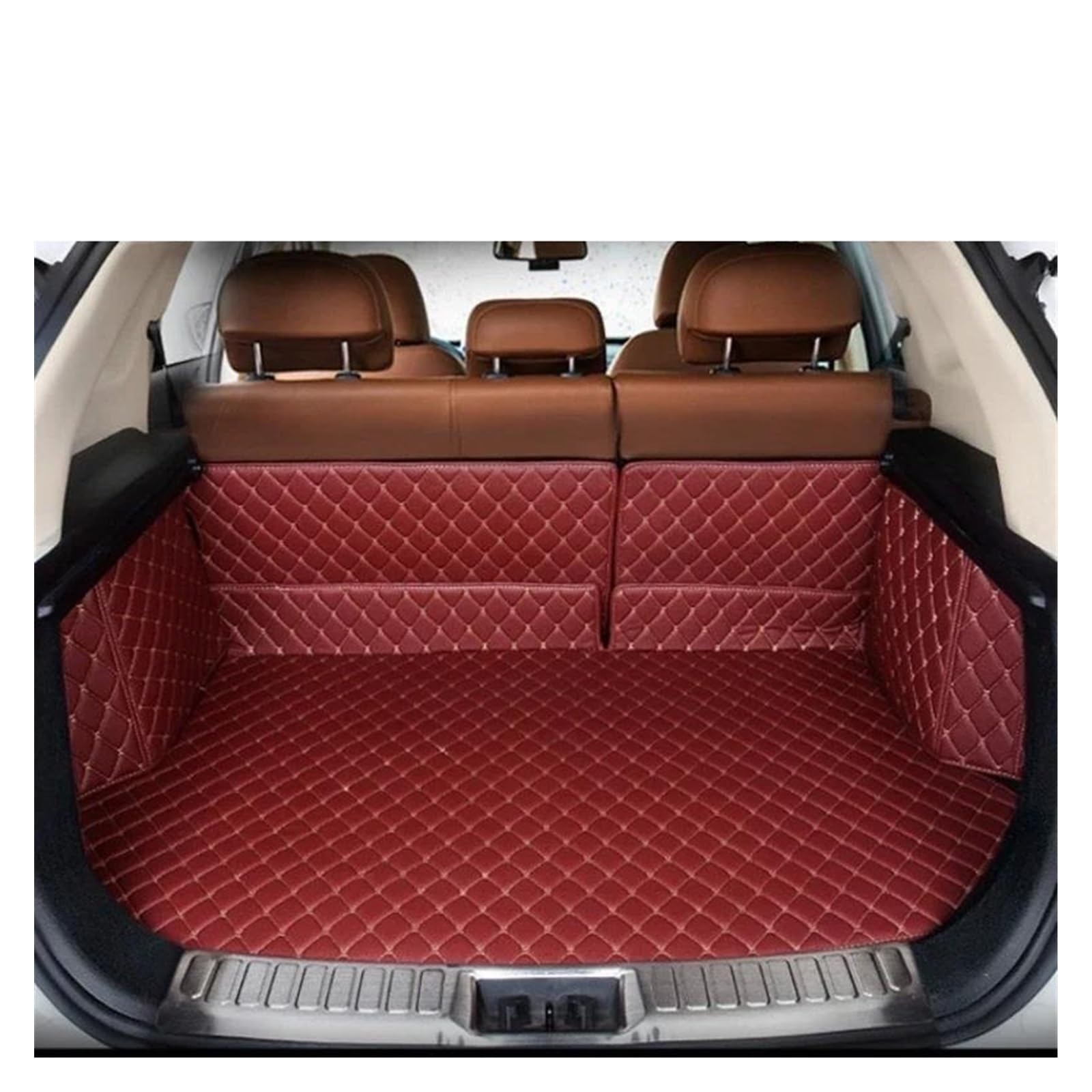 Kofferraummatte Für Tesla Für Modell X 6 Sitz 2016 2017 2018 2019 2020 Vollständige Abdeckung Custom Car Kofferraummatten Innenausstattung Teppich Kofferraum Schutzmatte(Wine red) von FRVVPL