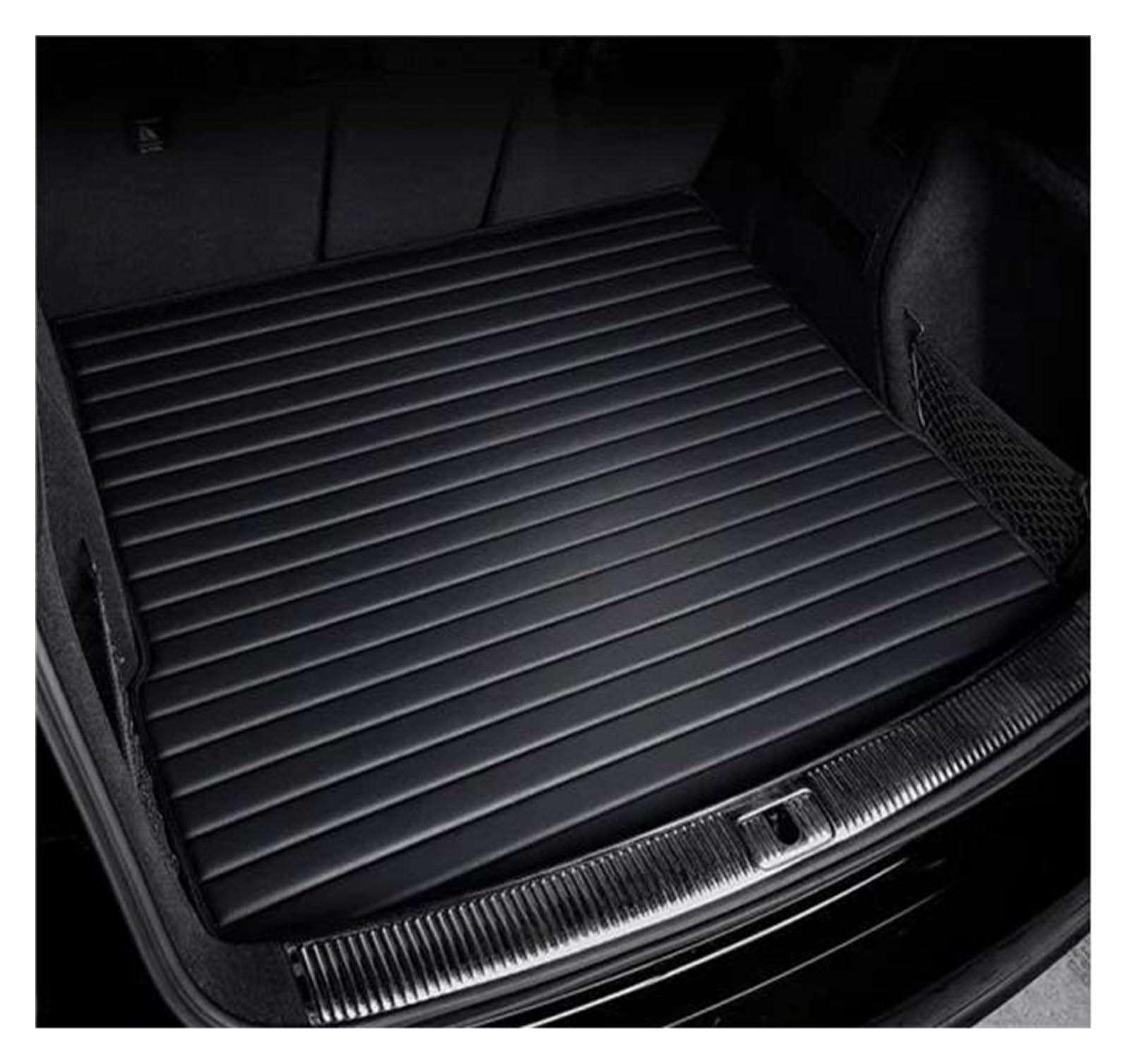 Kofferraummatte Gestreifte Leder-Kofferraummatte Für VW Für Passat B5 B6 B7 2011-2012 2013 2014 2015 Zubehör Innendetails Teppich Kofferraum Schutzmatte(All Black,2016-2018) von FRVVPL