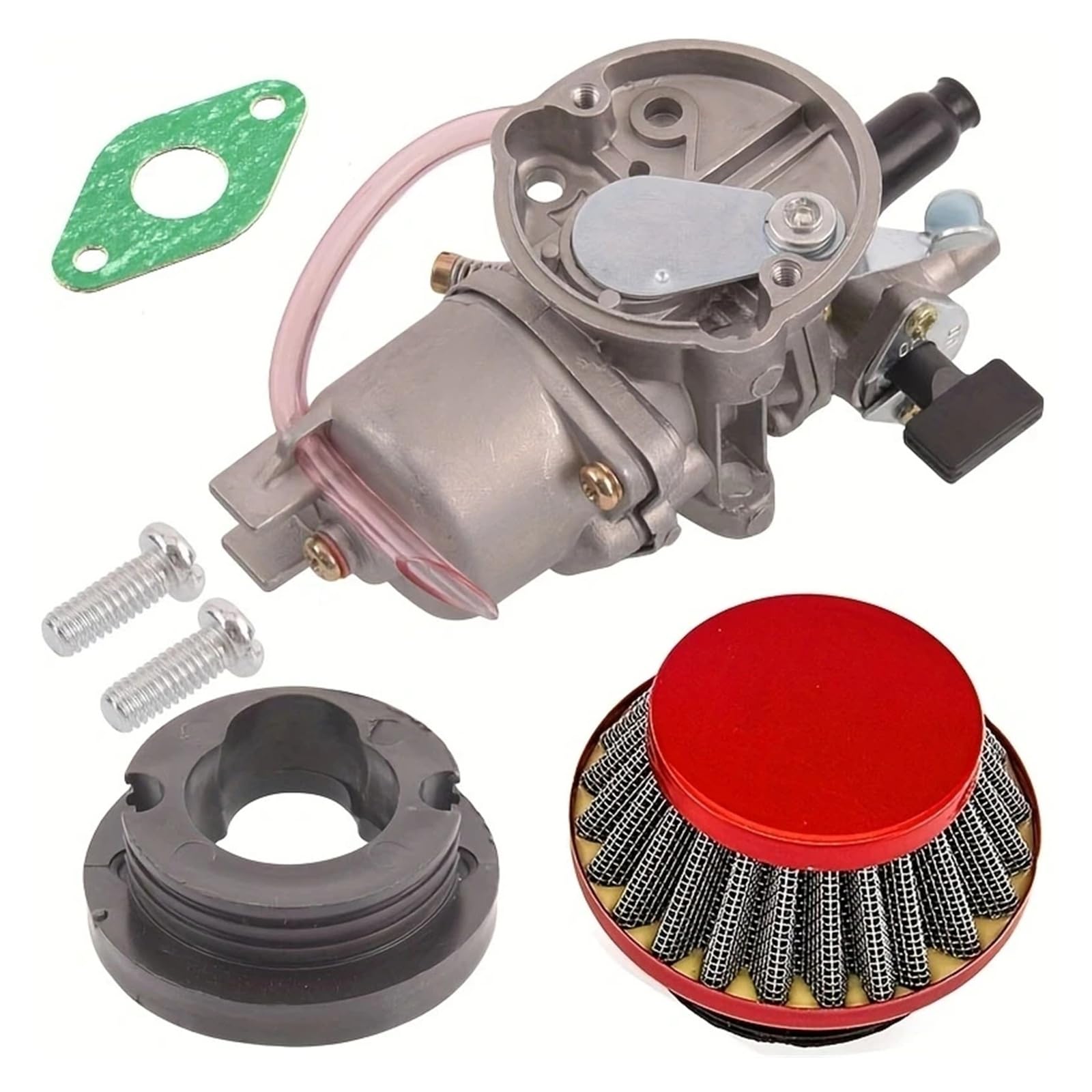 Motorrad Vergaser Carb 2-Takt Für 43ccm 47ccm 49ccm Vergaser Mit Pod-Luftfilter Ansaugkrümmer Luftgekühlt Für Mini-ATV Quad Dirt Pocket Bike(Rot) von FRVVPL