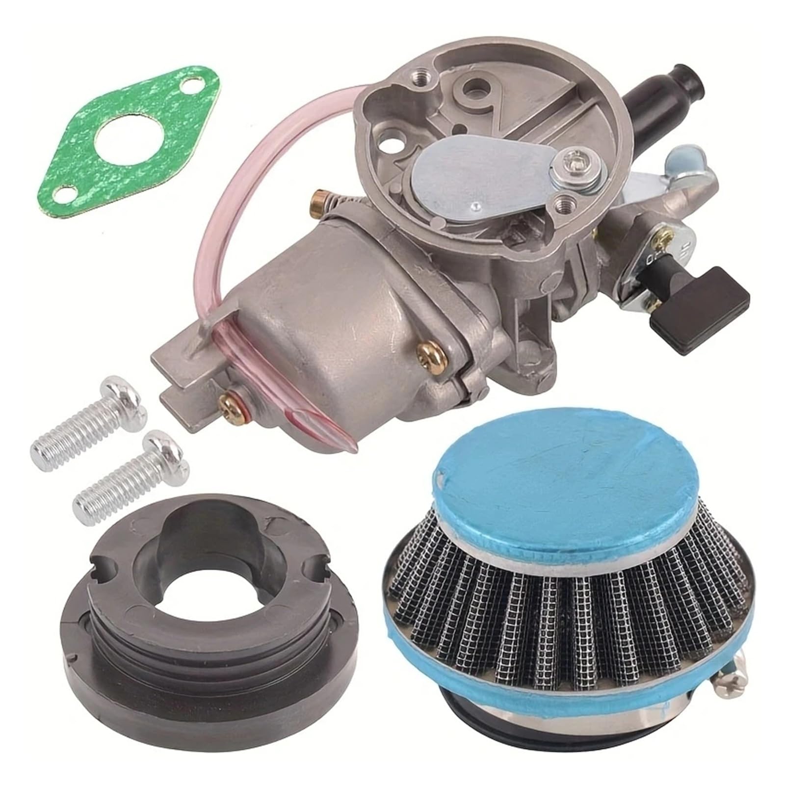 Motorrad Vergaser Carb 2-Takt Für 43ccm 47ccm 49ccm Vergaser Mit Pod-Luftfilter Ansaugkrümmer Luftgekühlt Für Mini-ATV Quad Dirt Pocket Bike(Silber) von FRVVPL