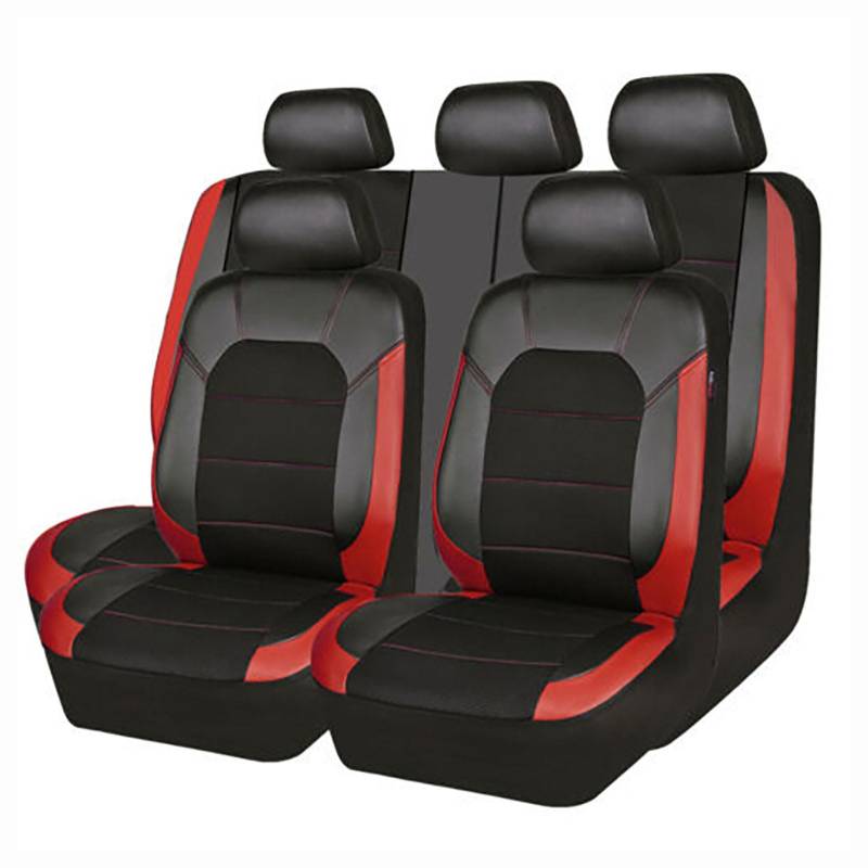 FSMFDC 9 Stück Autositzbezüge für Mini 3-Door Hatchback R50/R53/R56 4-Seats 2004-2007 2008 2009 2010 2012 2013, Autositzbezüge Set Bequem Rutschfes Verschleißfest Auto Zubehör,Red von FSMFDC