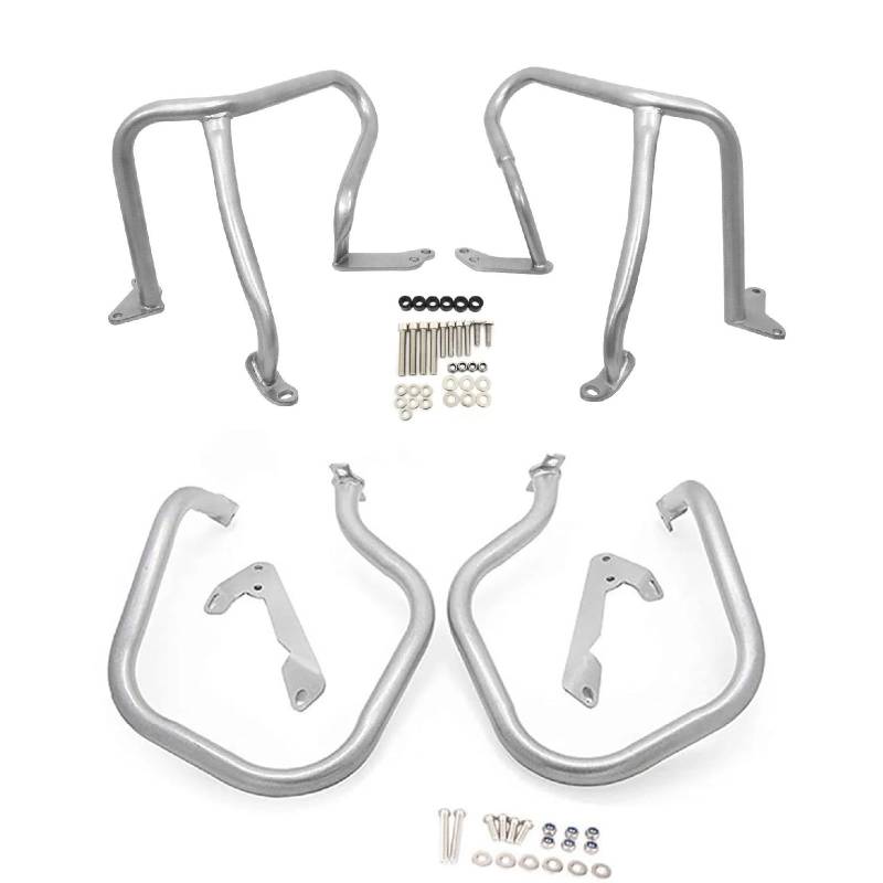 Motorrad Modifizierte Teile Motorrad Autobahn Vorne Hinten Motor Schutz Stoßstangen Crash Bar Stunt Käfig Schutz Für BMW R1250RT R1250 RT R 1250 RT 2018-2023(Silver,A set) von FSOZDBBPL