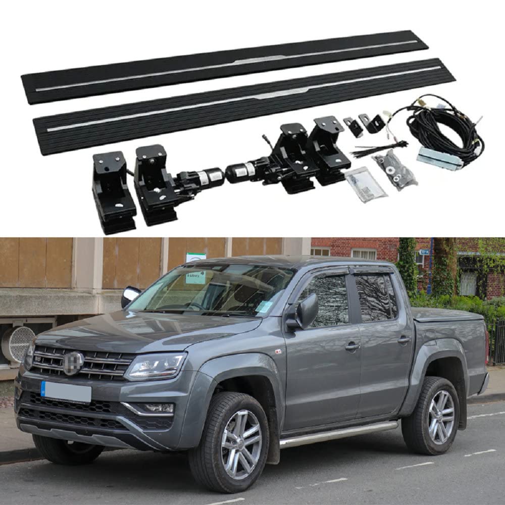 FTAPACCE 2 Stück Faltbare Trittbretter passend für VW Amarok Crew Cab 2015–2021 elektrische Seitenstufen Nerf Bars von FTAPACCE