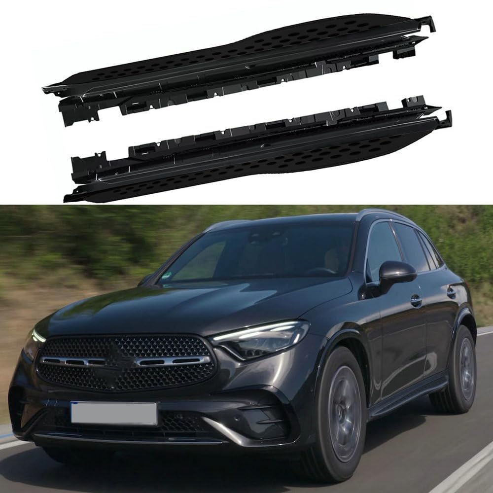 FTAPACCE 2 Stück Seitenstufen Trittbretter Nerf Bars Seitenpedale passend für Mercedes Benz GLC 300 X254 2023 2024 Aluminium Schwarz von FTAPACCE