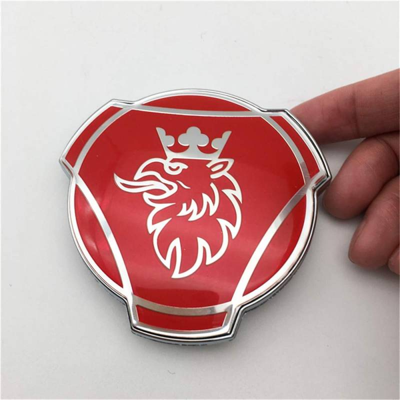 1 STÜCK Für SAAB Scania Griffin Abzeichen LKW Benutzerdefinierte Logo 80mm ABS Auto Kühlergrill Motorhaube Emblem (Red Silver) von GTTCCG