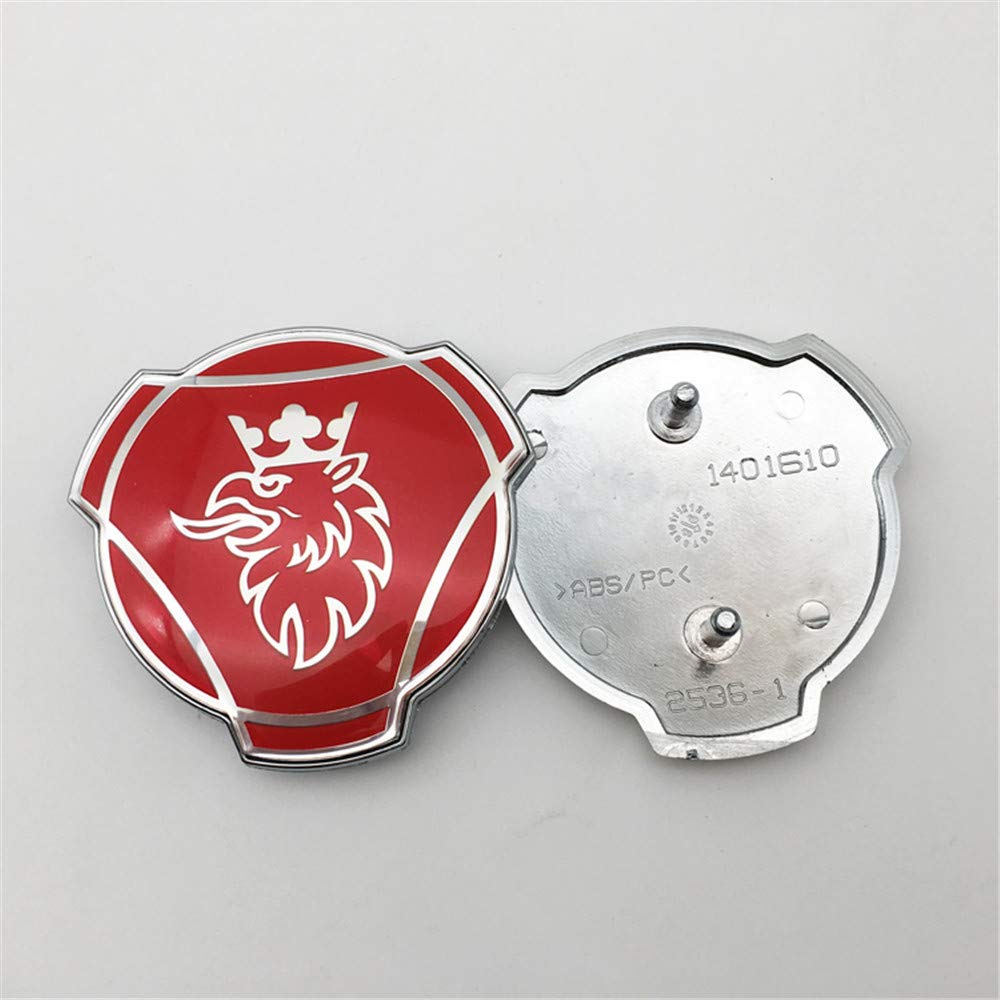 1 Stück für Scania Griffin Abzeichen LKW Custom Logo 80 mm Auto Frontgrill Motorhaube Emblem Aufkleber (Rot Silber) von FTC