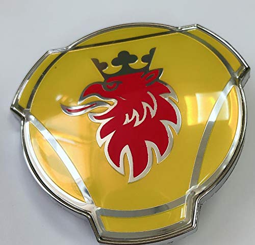 1 Stück für Scania Griffin Abzeichen LKW Custom Logo 80 mm ABS Auto Kühlergrill Motorhaube Emblem Aufkleber (gelb) von FTC