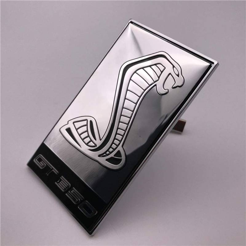 1 x Metall GT350 Custom Car Front Grill Badge Vehicle Hood Emblem For Mustang Shelby Cobra Snake With Screw (Silver) von FTC