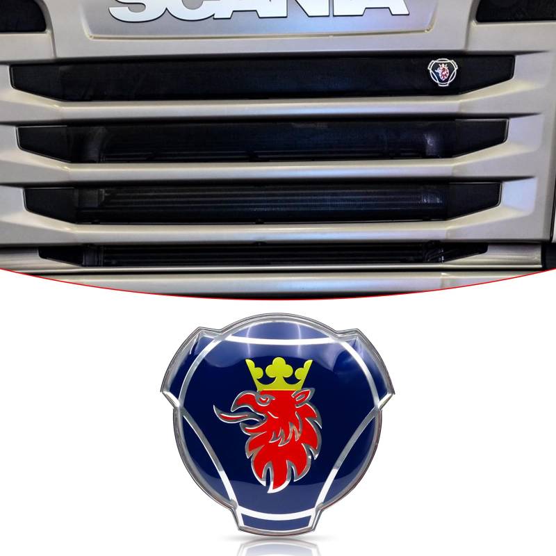 1 x blau-rotes Griffin-Logo für Scania, LKW, Auto, Kühlergrill, Motorhaube, Emblem, Abzeichen von FTC