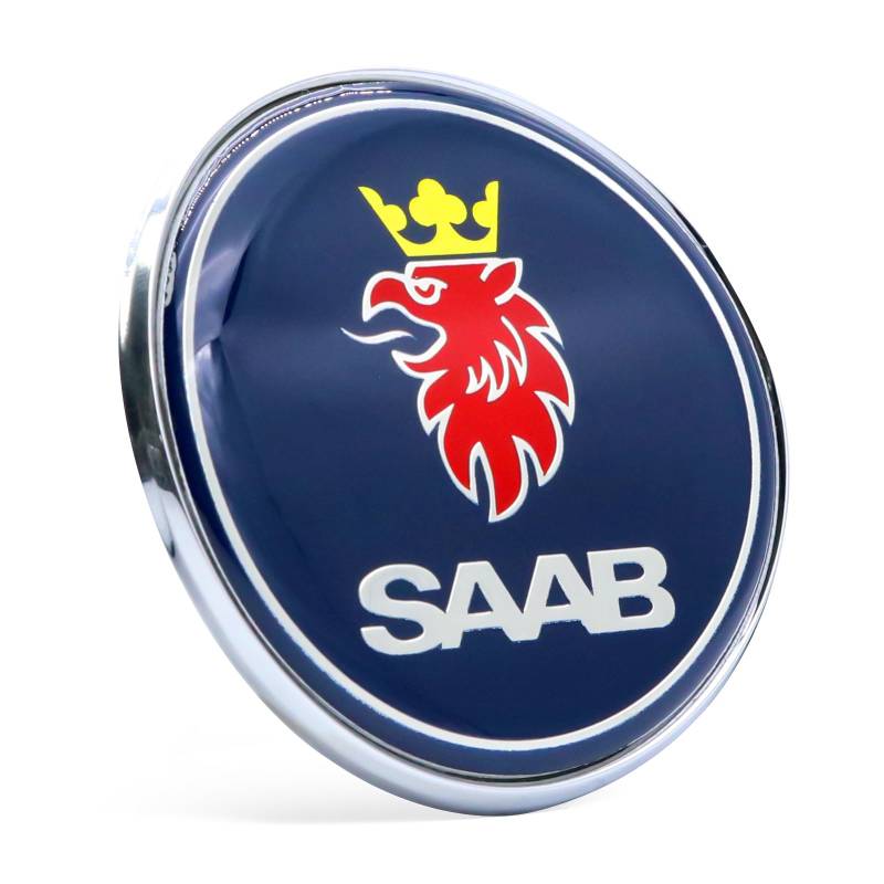 67 mm blau passend für Saab 93 9-3 Cabriolet 1998-2003 Auto Custom Heckklappe Haube Emblem Aufkleber 5289897 von FTC