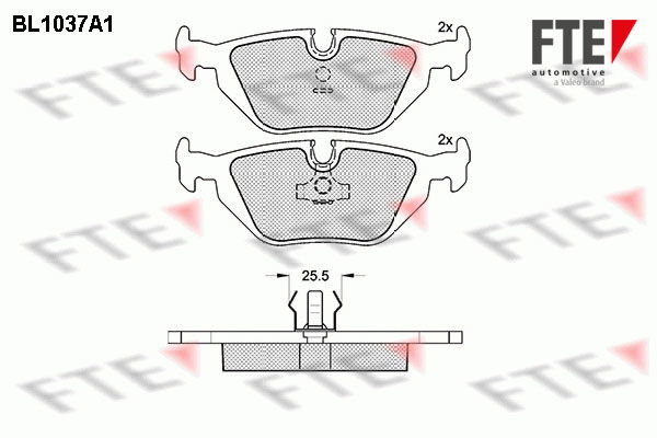 Bremsbelagsatz, Scheibenbremse Hinterachse FTE BL1037A1 von FTE