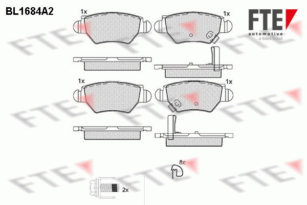 Bremsbelagsatz, Scheibenbremse Hinterachse FTE BL1684A2 von FTE