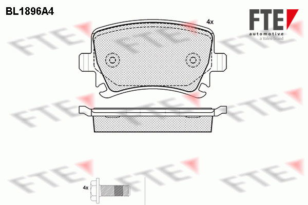 Bremsbelagsatz, Scheibenbremse Hinterachse FTE BL1896A4 von FTE