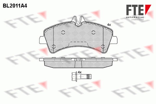 Bremsbelagsatz, Scheibenbremse Hinterachse FTE BL2011A4 von FTE