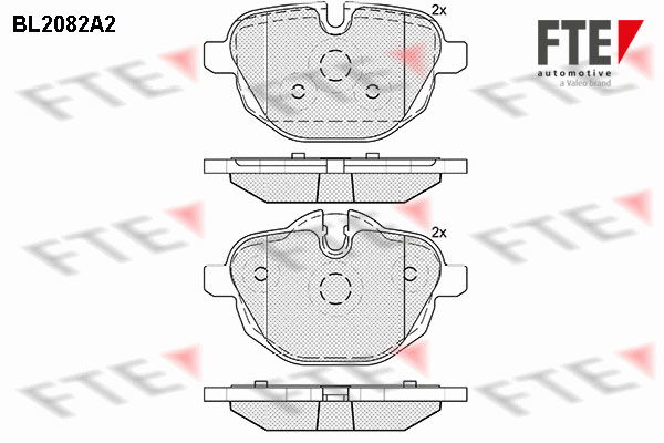 Bremsbelagsatz, Scheibenbremse Hinterachse FTE BL2082A2 von FTE