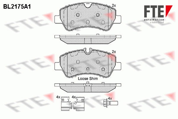 Bremsbelagsatz, Scheibenbremse Hinterachse FTE BL2175A1 von FTE