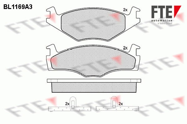 Bremsbelagsatz, Scheibenbremse Vorderachse FTE BL1169A3 von FTE