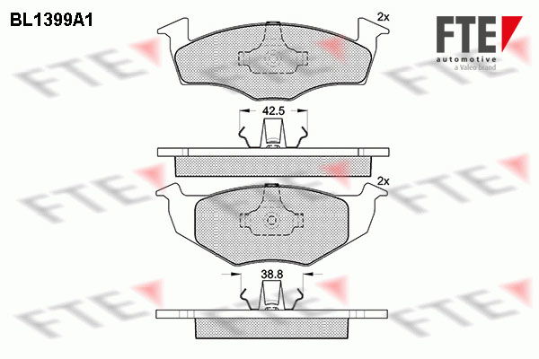 Bremsbelagsatz, Scheibenbremse Vorderachse FTE BL1399A1 von FTE