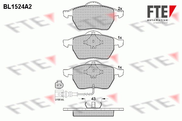 Bremsbelagsatz, Scheibenbremse Vorderachse FTE BL1524A2 von FTE