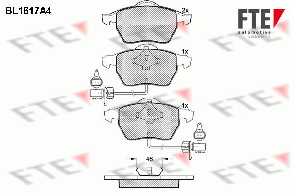 Bremsbelagsatz, Scheibenbremse Vorderachse FTE BL1617A4 von FTE