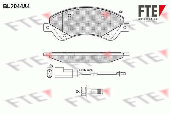 Bremsbelagsatz, Scheibenbremse Vorderachse FTE BL2044A4 von FTE