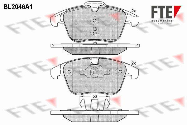 Bremsbelagsatz, Scheibenbremse Vorderachse FTE BL2046A1 von FTE