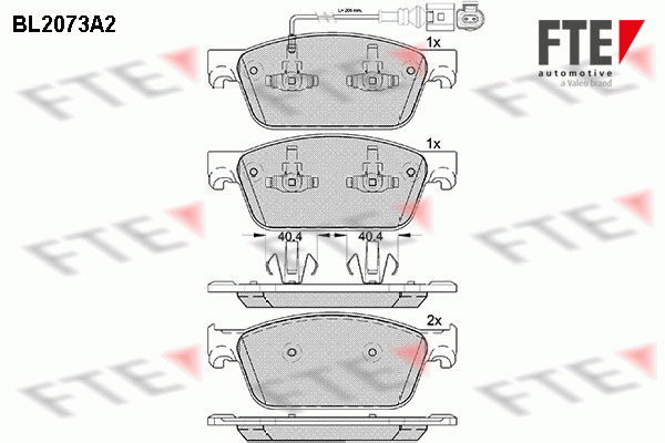 Bremsbelagsatz, Scheibenbremse Vorderachse FTE BL2073A2 von FTE