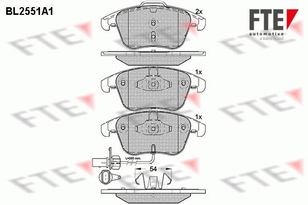 Bremsbelagsatz, Scheibenbremse Vorderachse FTE BL2551A1 von FTE