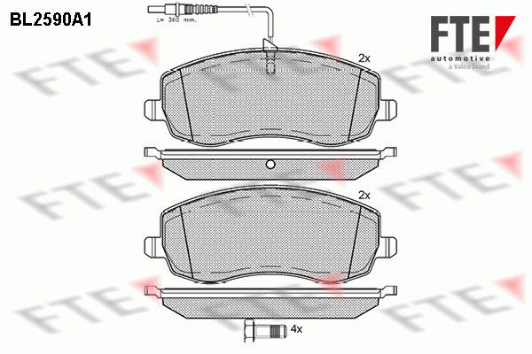 Bremsbelagsatz, Scheibenbremse Vorderachse FTE BL2590A1 von FTE