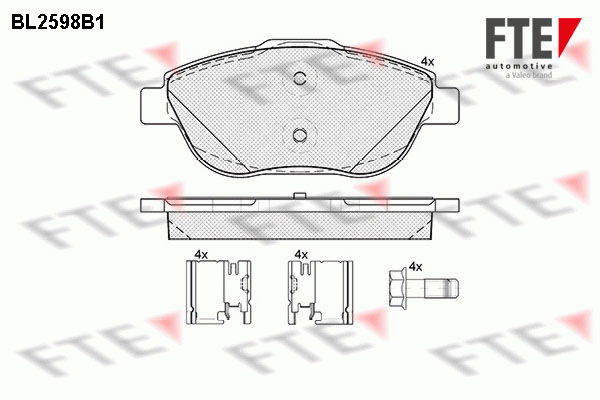 Bremsbelagsatz, Scheibenbremse Vorderachse FTE BL2598B1 von FTE