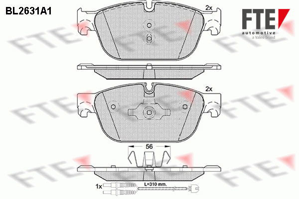 Bremsbelagsatz, Scheibenbremse Vorderachse FTE BL2631A1 von FTE