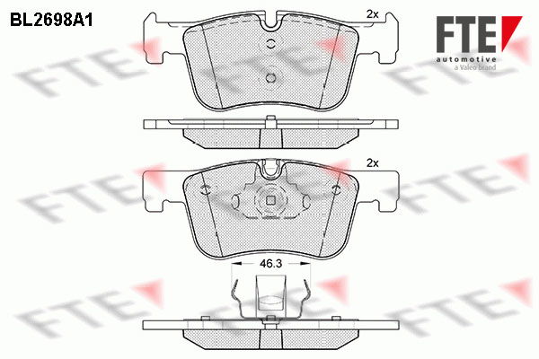 Bremsbelagsatz, Scheibenbremse Vorderachse FTE BL2698A1 von FTE