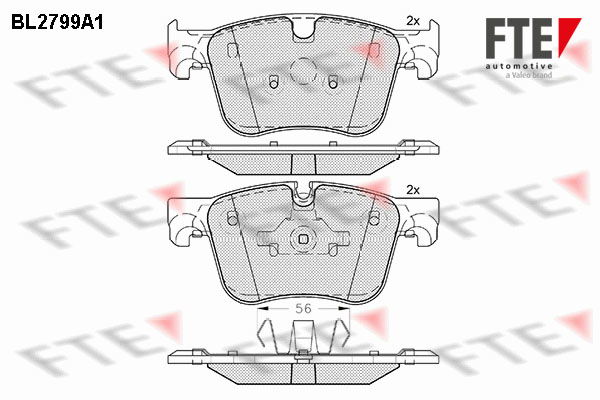 Bremsbelagsatz, Scheibenbremse Vorderachse FTE BL2799A1 von FTE