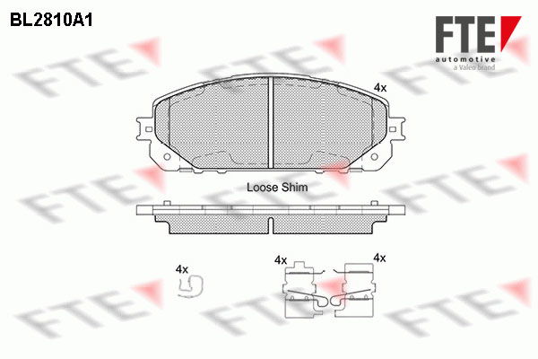 Bremsbelagsatz, Scheibenbremse Vorderachse FTE BL2810A1 von FTE