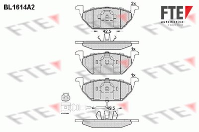 Fte Bremsbelagsatz, Scheibenbremse [Hersteller-Nr. 9010250] für Seat, VW, Audi, Skoda von FTE