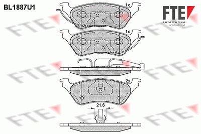 Fte Bremsbelagsatz, Scheibenbremse [Hersteller-Nr. 9010472] für Chrysler, Dodge, Jeep von FTE