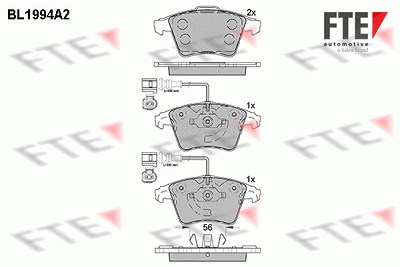 Fte Bremsbelagsatz, Scheibenbremse [Hersteller-Nr. 9010582] für VW von FTE