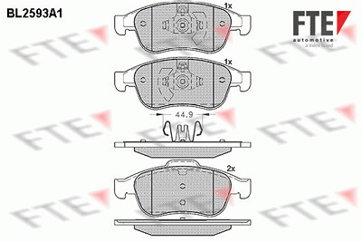 Fte Bremsbelagsatz, Scheibenbremse [Hersteller-Nr. 9010844] für Dacia, Nissan, Renault von FTE