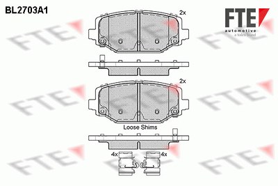 Fte Bremsbelagsatz, Scheibenbremse [Hersteller-Nr. 9010929] für Chrysler, Dodge, Fiat, Lancia, VW von FTE