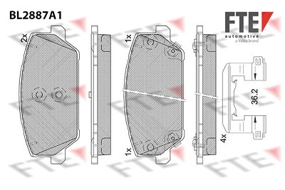 Fte Bremsbelagsatz, Scheibenbremse [Hersteller-Nr. 9011127] für Hyundai, Kia von FTE