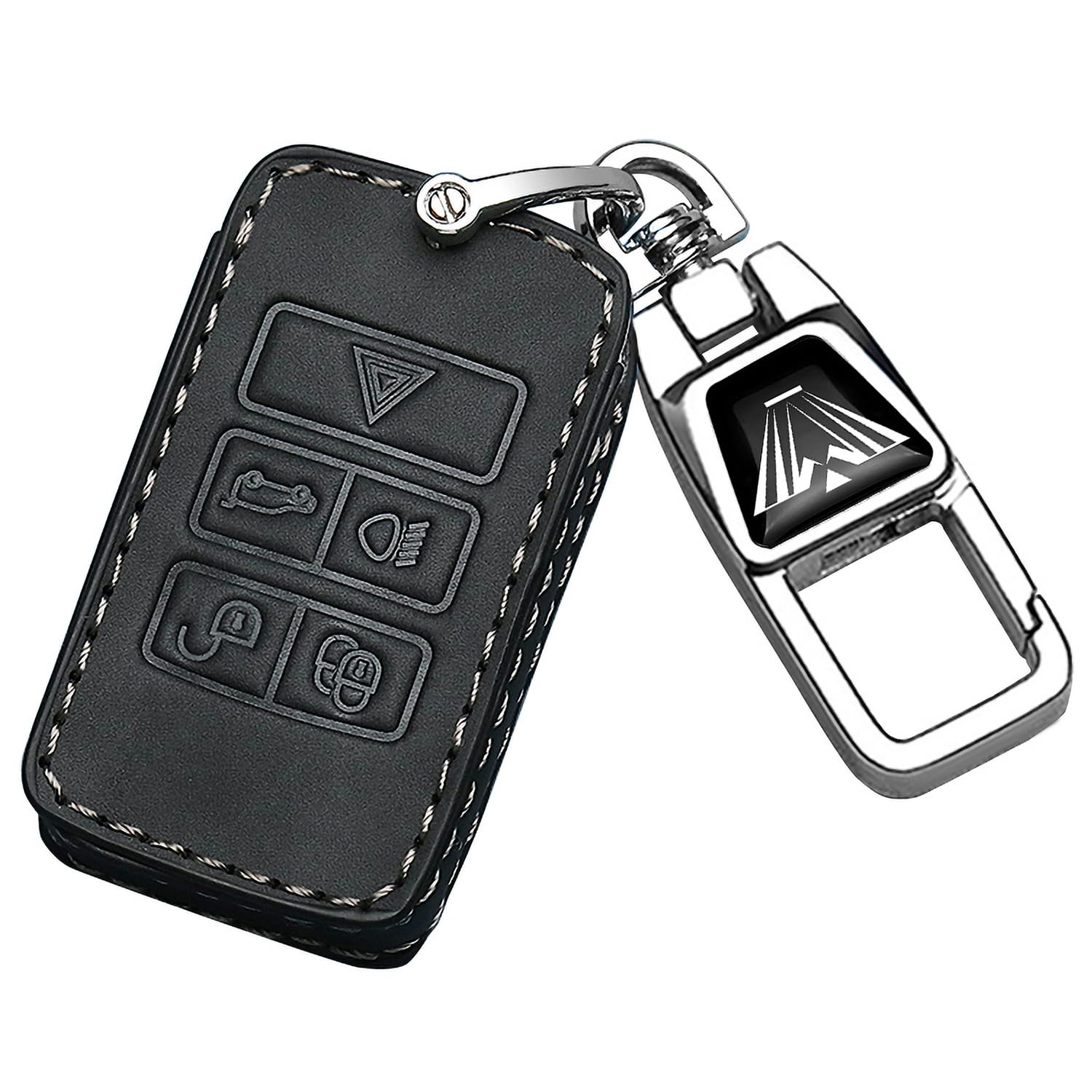 für Land Rover Leder Autoschlüssel Fob Cover&Metall Auto Schlüsselanhänger für LandRover Defender Discovery 5 Range Rover Sport Velar Evoque,Vollschutz Autoschlüssel Fob Fall Schlüsselschale Abdeckung von FTGCRF